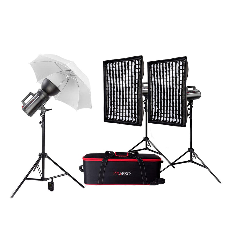 LUMI400II 1200Ws Studio Flash Head Light Photography Triple Kit