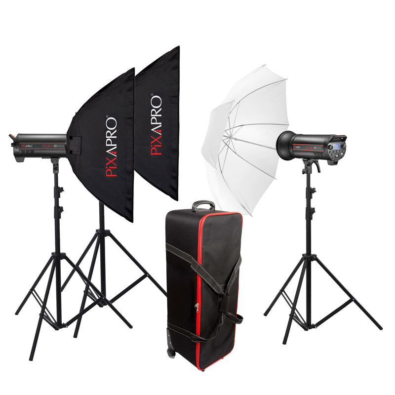 STORM1200 MKIII 3600Ws 3 Head HSS Studio Flash Kit (QT1200 III)