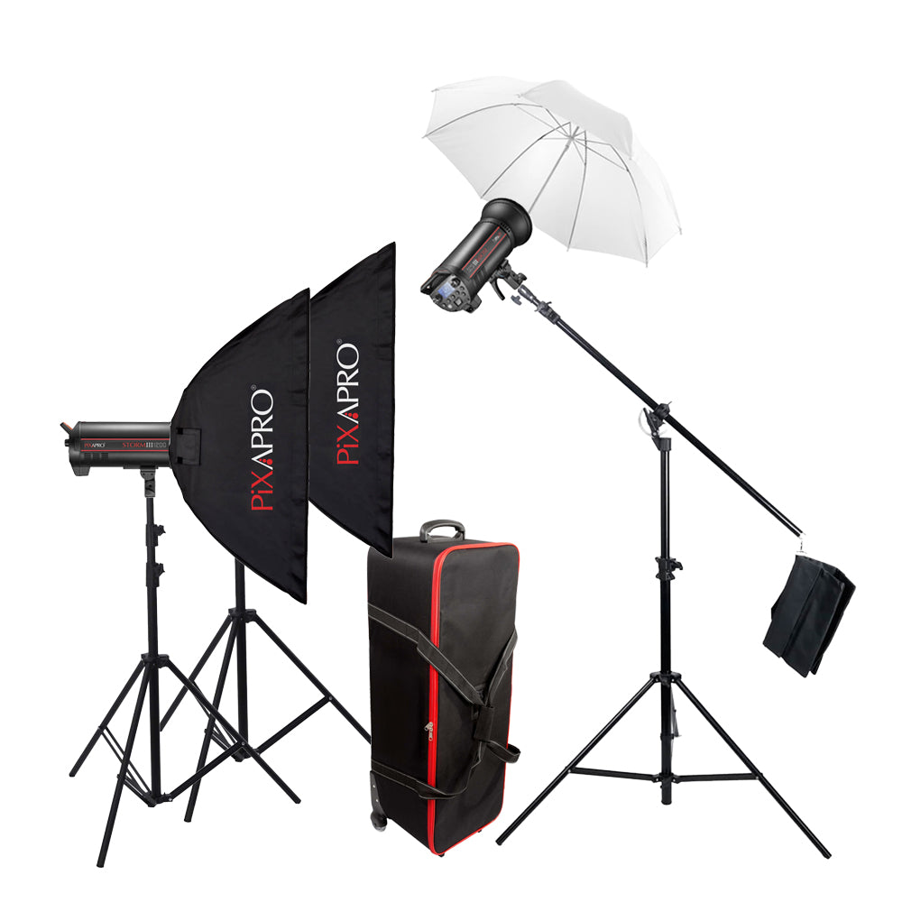 STORM1200III Studio Flash Photography Film Light Three-Boom Head Kit (QT1200 III)