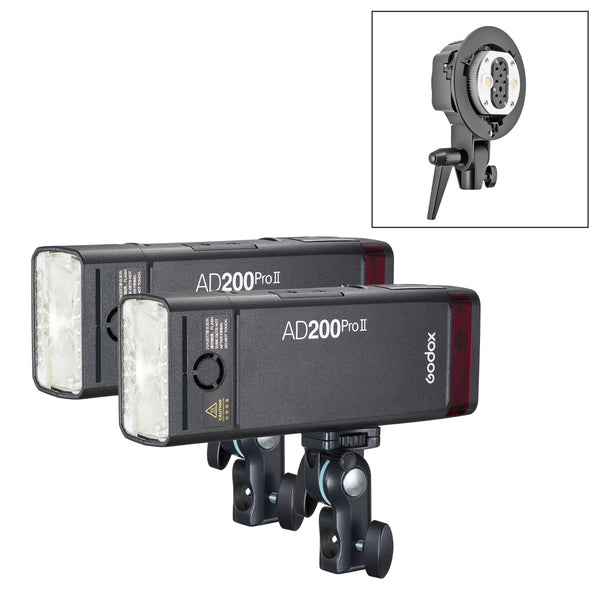 AD200Pro II Battery Compact Studio Flash Twin Kit with AD-B2  