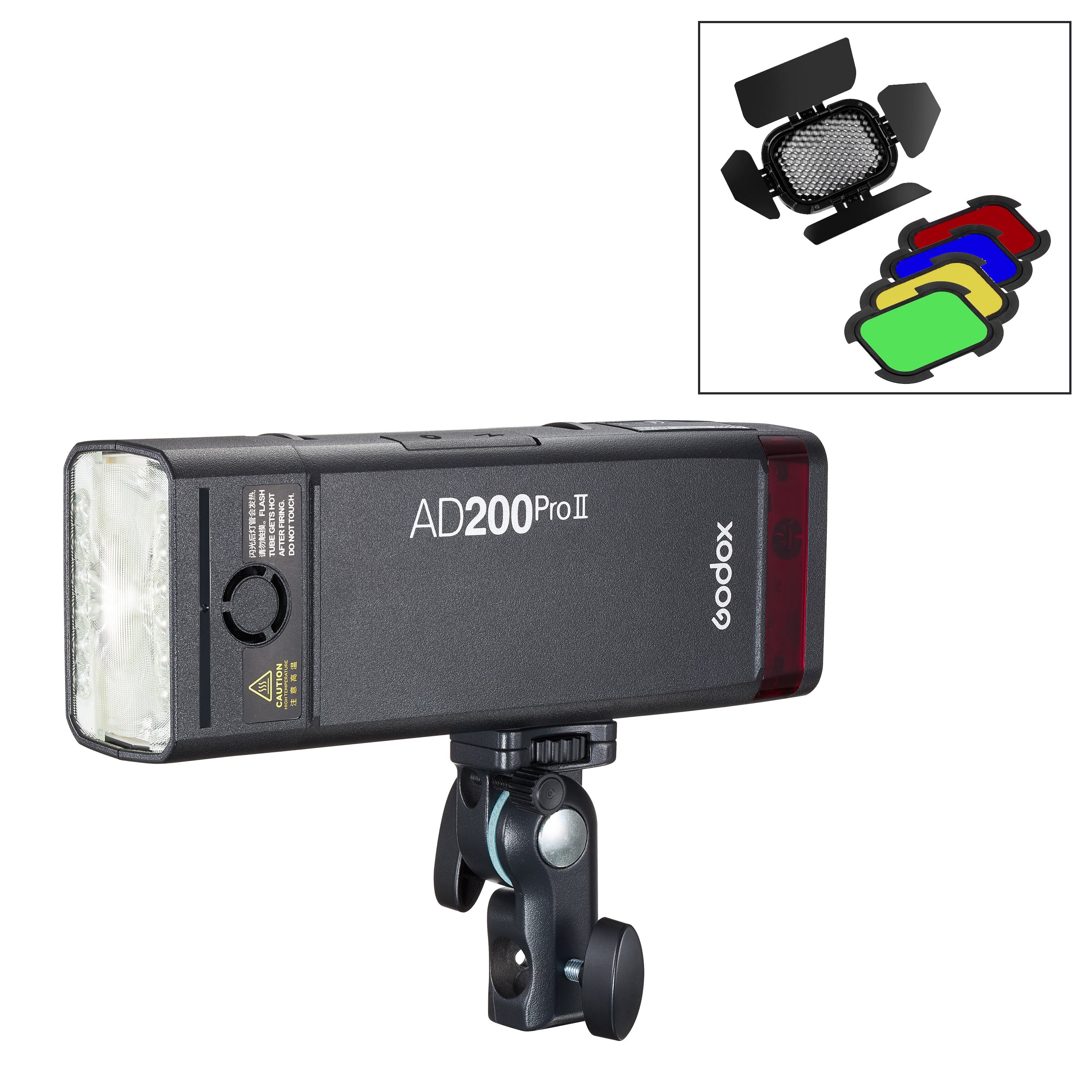 Godox AD200Pro II Battery Mini Studio Flash with BD-07 Barndoor & Gels