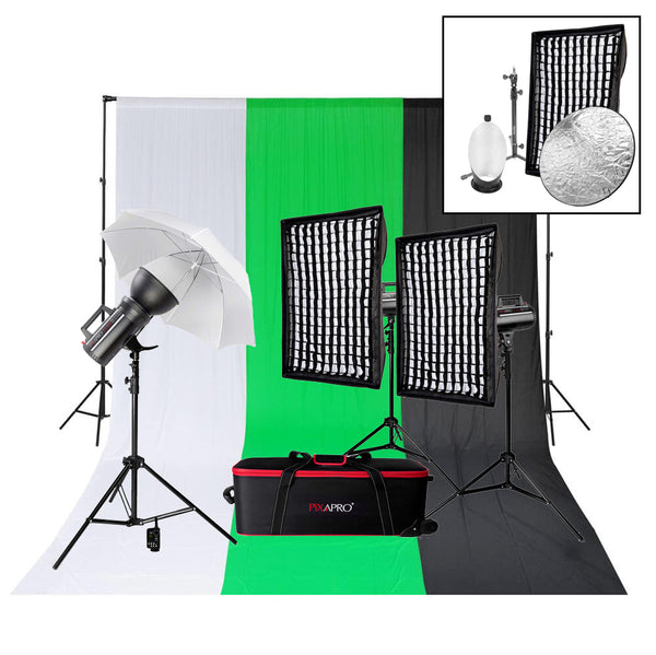 LUMI200II Portrait Photography Studio Flash Strobe Light Triple Kit