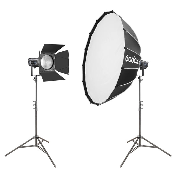 SL200IIBi 200Ws Powered Twin Kit with S120T Softbox & Fresnel Lens