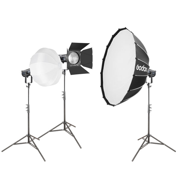 SL200IIBi Bi-Colour Lighting Three-Head Light Kit (S120T Softbox, Fresnel Lens and Diffuser Ball)