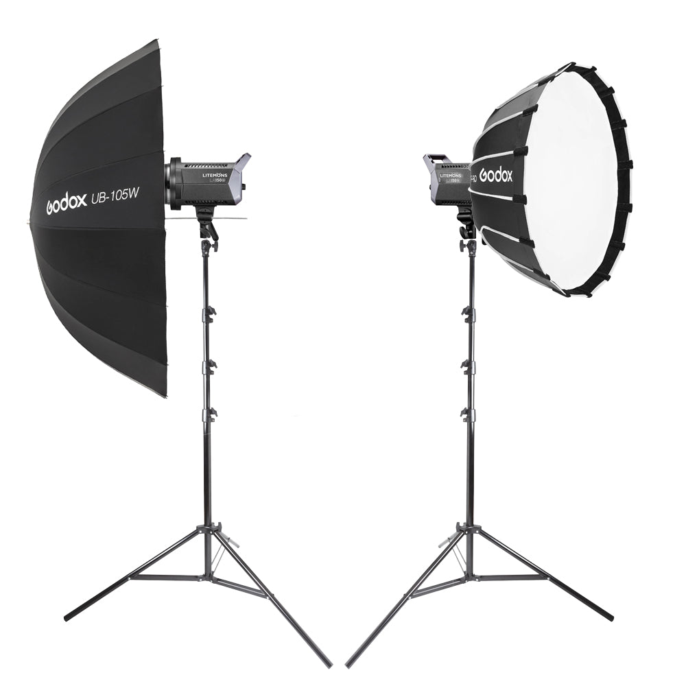 Litemons LA150Bi 190W Twin LED Lighting with QR-P60T Softbox & UB-105W Umbrella