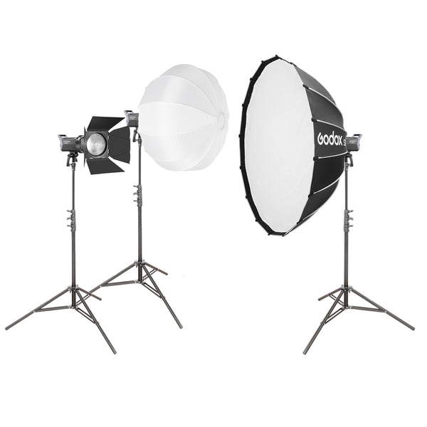 LA200Bi Three-Lights Softbox Lighting Kit with Fresnel & Diffuser