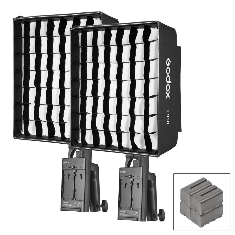 Godox FH50BI Bi-Colour LED Light Battery Power Twin Softbox Kit