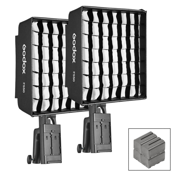 Godox FH50R RGB Light Battery Power Twin Softbox Kit