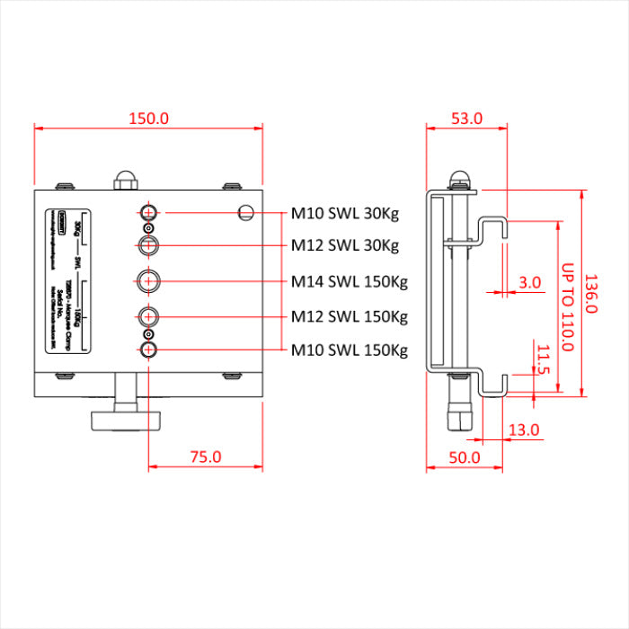 Doughty T28870 Standard Marquee Clamp Load Capacity Information