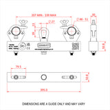 Diagram of the Doughty T55780 1000kg Solid Hanging Truss Adaptors (Silver)