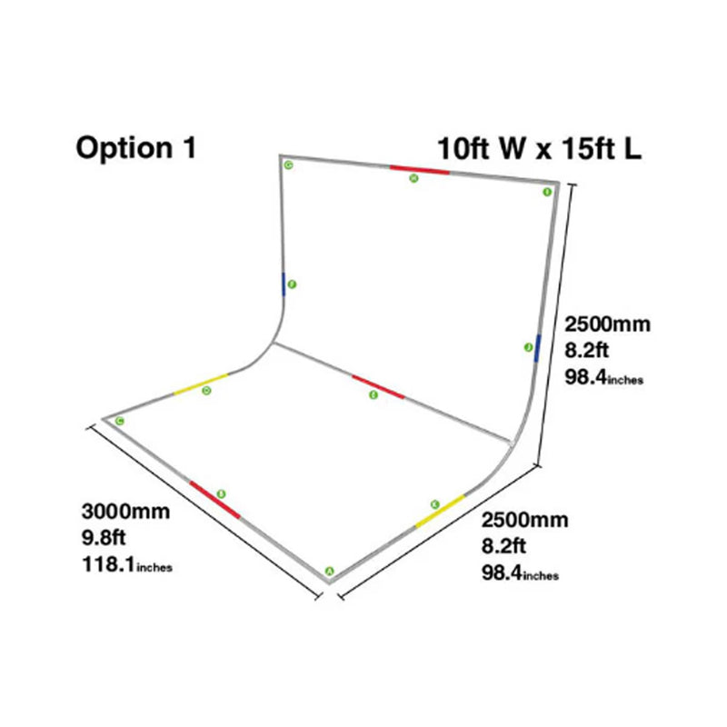 EasiFrame Curved Portable Cyclorama System V2 - Large Frame (3m x 2.5m)