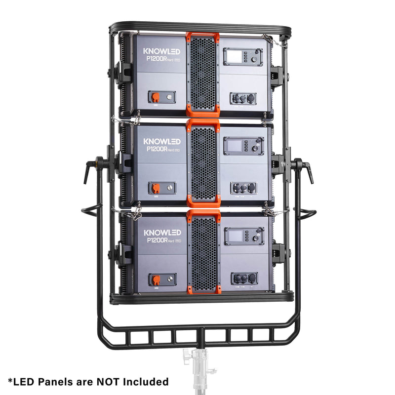 Godox AB03-03 Three-Panel Mounting Bracket with three KNOWLED P1200R-Hard Pro panels mounted to it