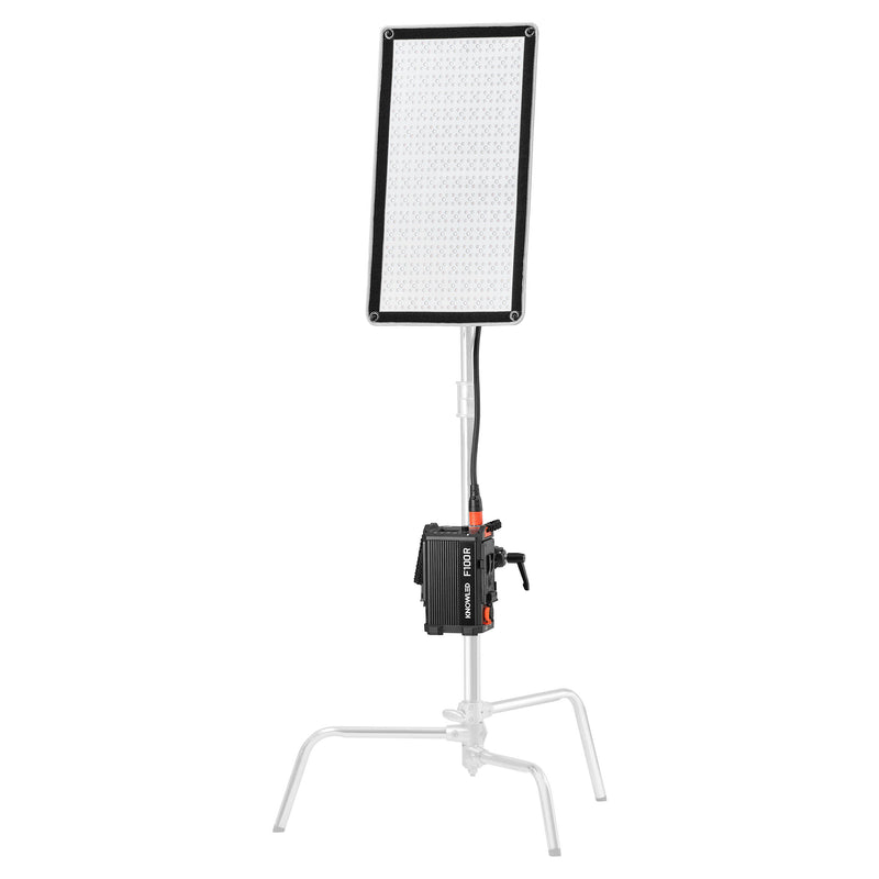 GODOX KNOWLED F100R RGB LED Light Mat Box Content Mounted to a C-Stand