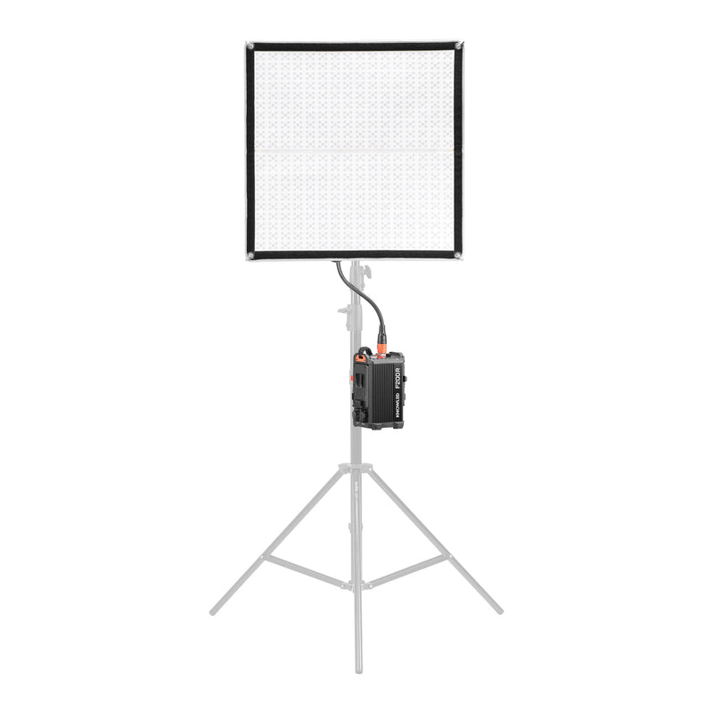 GODOX KNOWLED F200R RGB LED Light Mat Box Content Mounted to a C-Stand