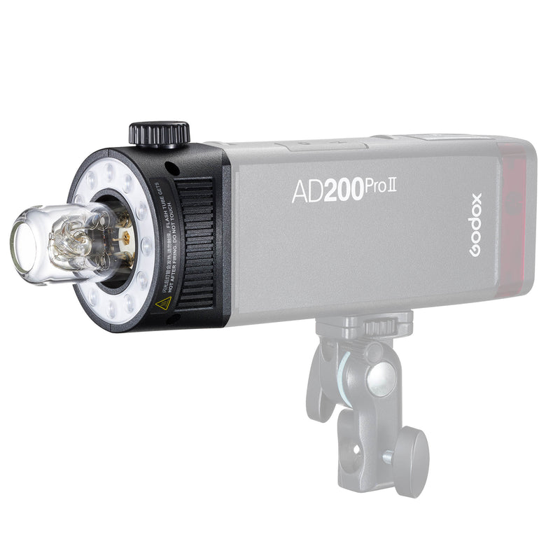 Godox H200JII Replacement Bare-Bulb Flash head mounted to a AD200Pro II