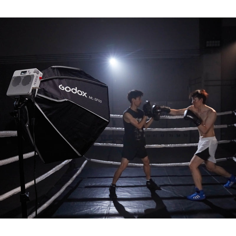 GODOX ML-SF50 Godox-Fitting 50cm Octagonal Softbox used to illuminate a boxing match