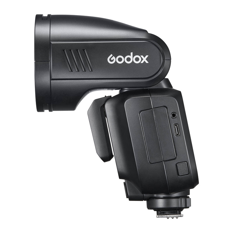 Godox V100 100Ws Round-head Speedlite Flash (Side View)