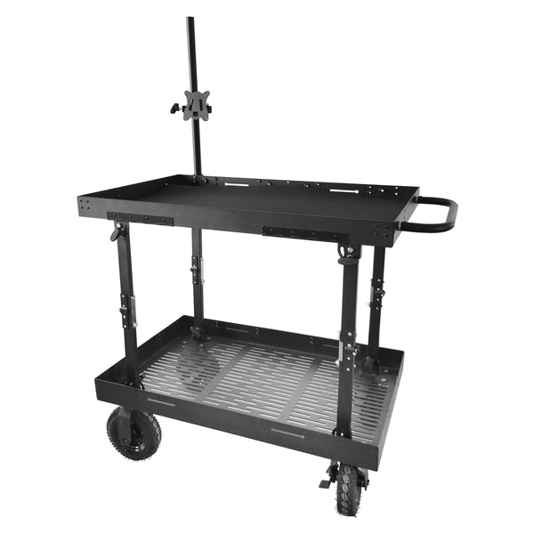 Collapsible Rolling Utility Workstation Cart with 2-Shelf Storage