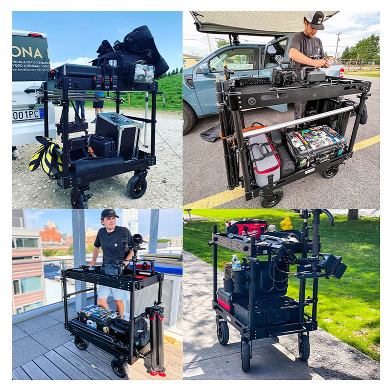 Collapsible Rolling Utility Workstation Cart with 2-Shelf Storage