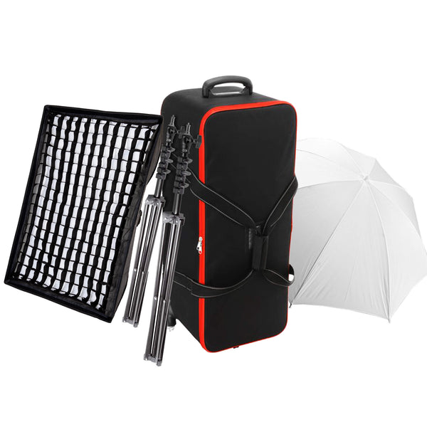 Twin Kit Case (1x 60x90cm Softbox, 1x 40" Umbrella, 2x 240cm Stand, 1x Roller Case)