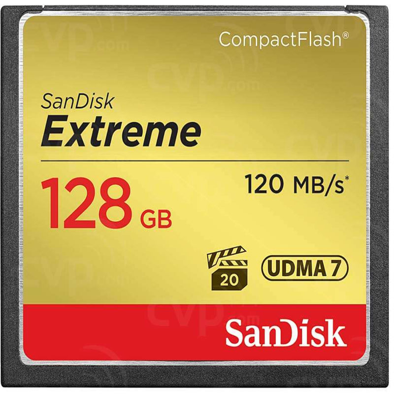 SanDisk Extreme 128GB 120MB/s Compact Flash Memory Card Front Product Image