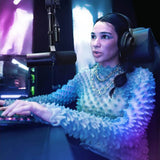 A gaming streamer using the SHURE SM7dB Microphone