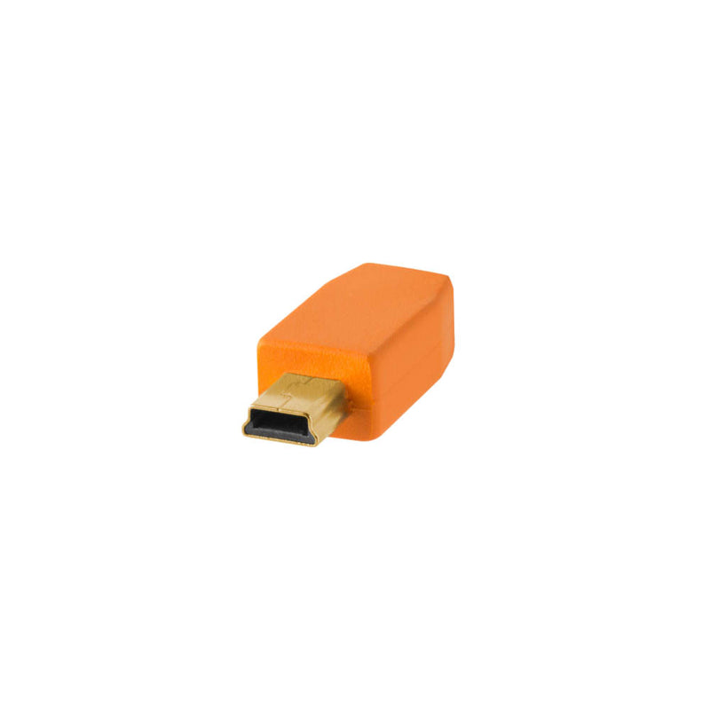 TetherPro 4.6m (15') USB-A to USB 2.0 Mini-B 5-Pin Tether Cable (High-Visibility Orange)