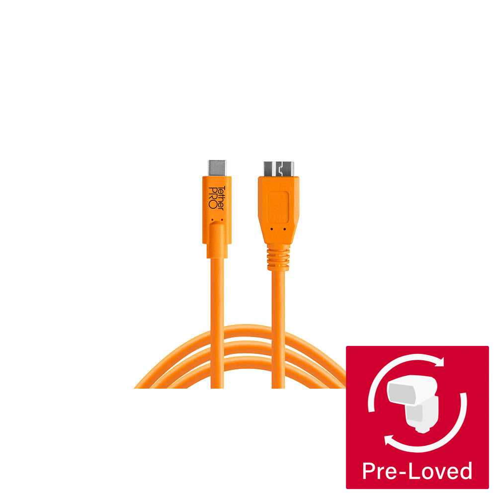 TetherPro 4.6m (15') USB-C to USB 3.0 Micro B Tether Cable (High-Visibility Orange)