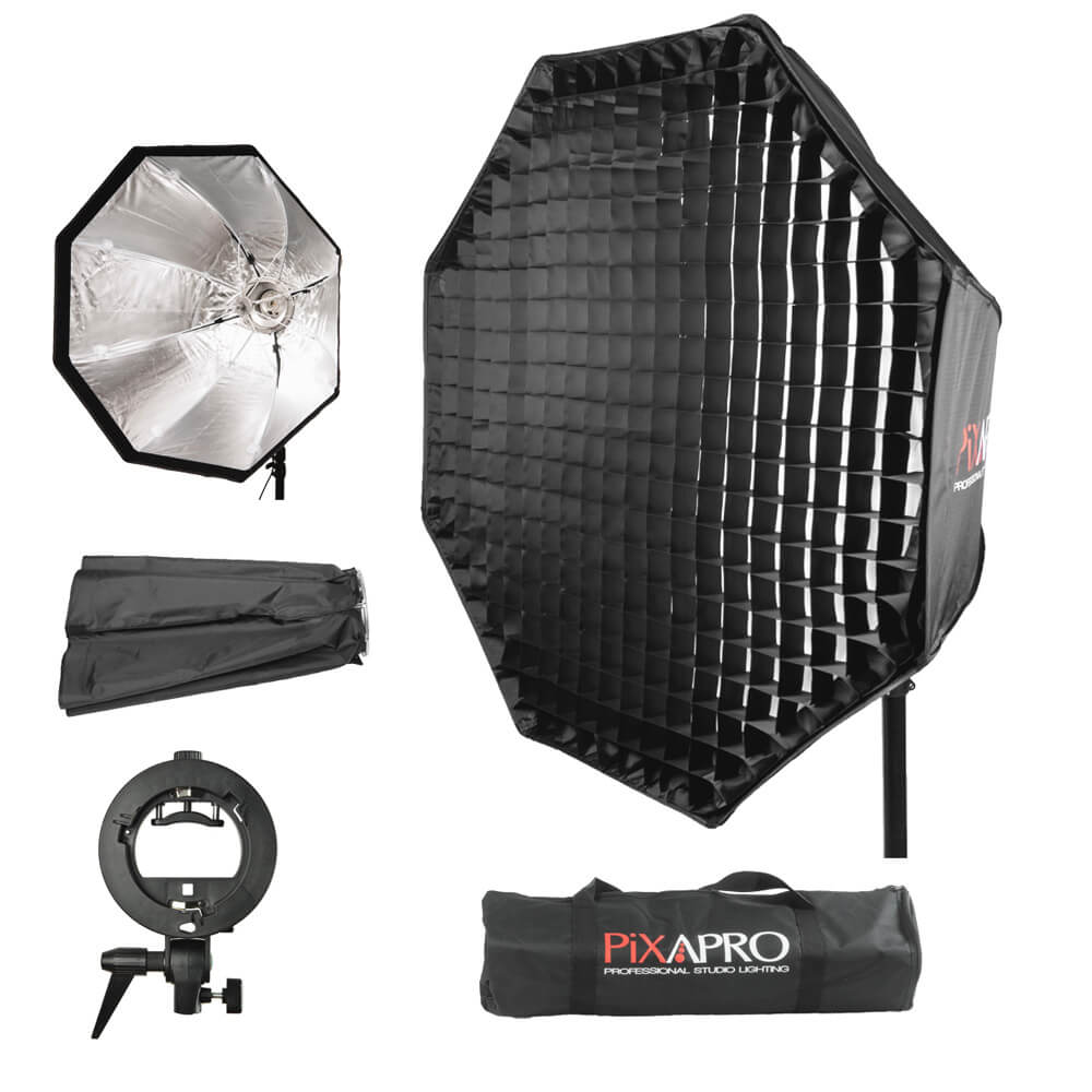 2-In-1 90cm Fast Installation Octagonal Umbrella Softbox with Grid For Speedlite / Bare Bulb